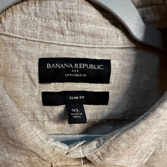 Banana Republic Men's SLIM LINEN-COTTON SHIRT in Honey Brown Size XL - Picture 7 of 7